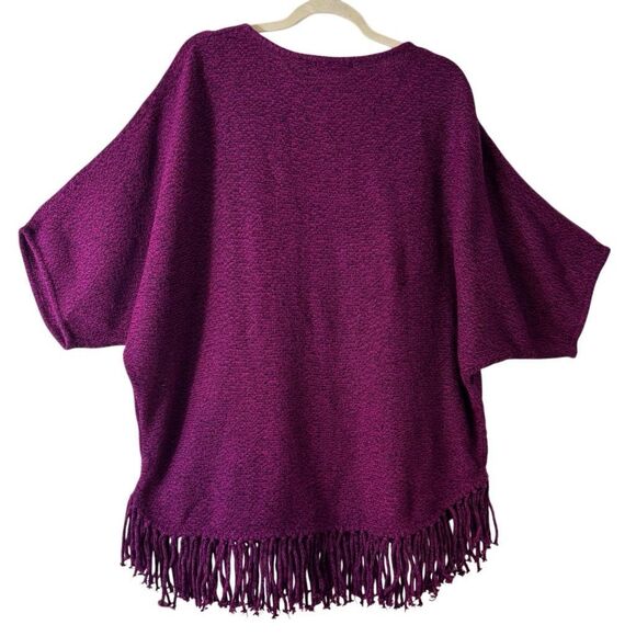 ny collection marled purple scoop neck dolman 3/4 sleeve fringe sweater XL - Picture 2 of 9